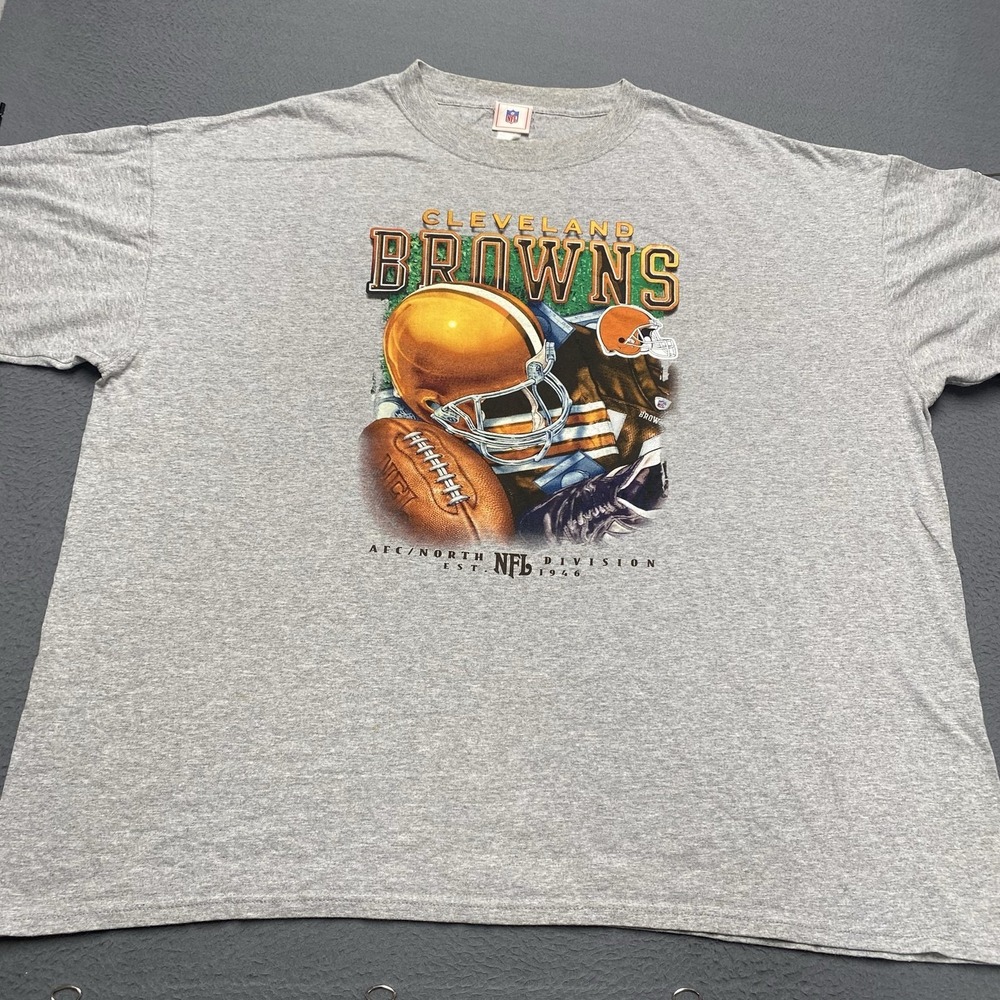 Cleveland Browns Shirt Mens 3XL Gray NFL Football Helmet Graphic T-Shirt Tee